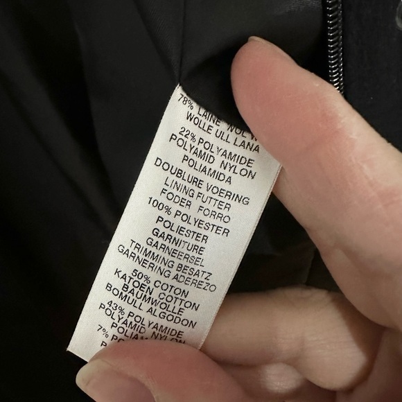 Wool blend black coat jacket minimalist full zip collared long coat size 12 - Picture 3 of 4